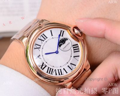 Replica Cartier Ballon Bleu de Moonphase 43mm Rose Gold Watch 